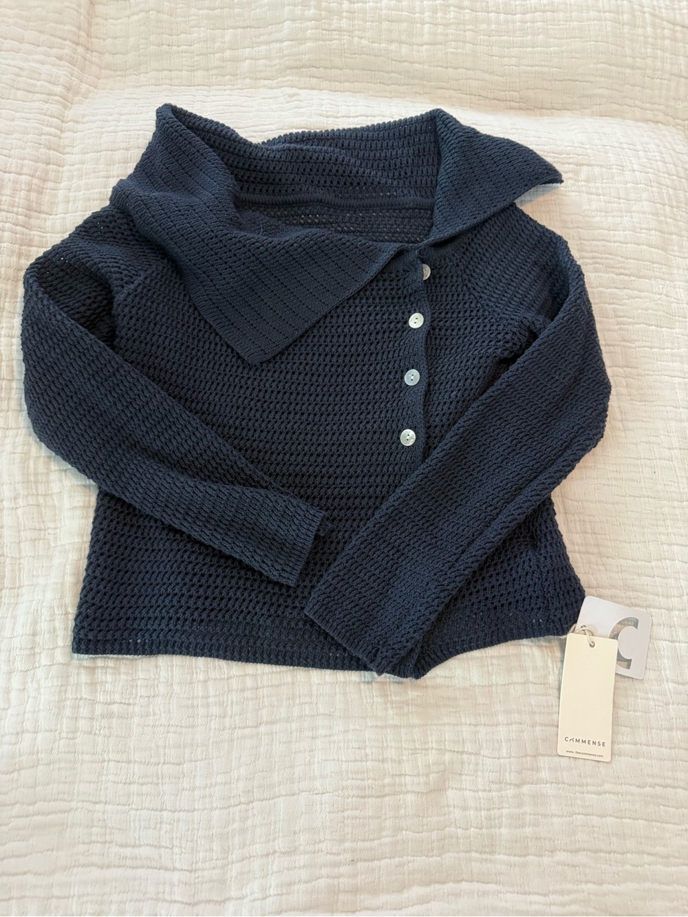 Commense Navy Rib Knit Sweater NWT 1352